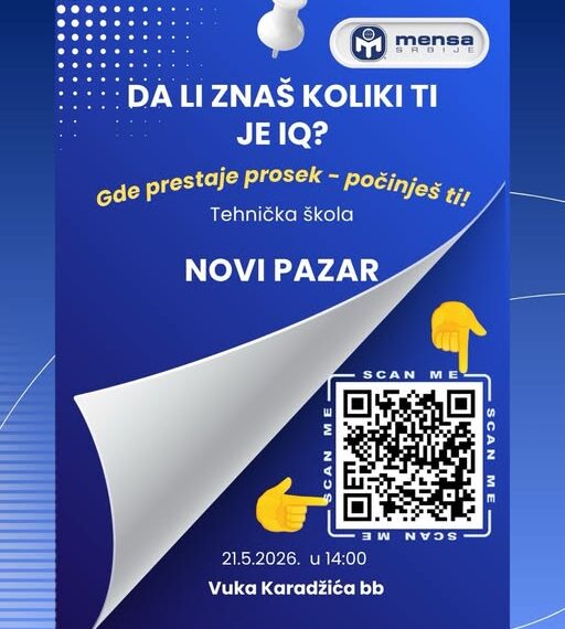 Тестирање интелигенције биће одржано у Новом Пазару