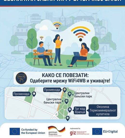 Бесплатан јавни WiFi доступан у Врњачкој Бањи на четири локације